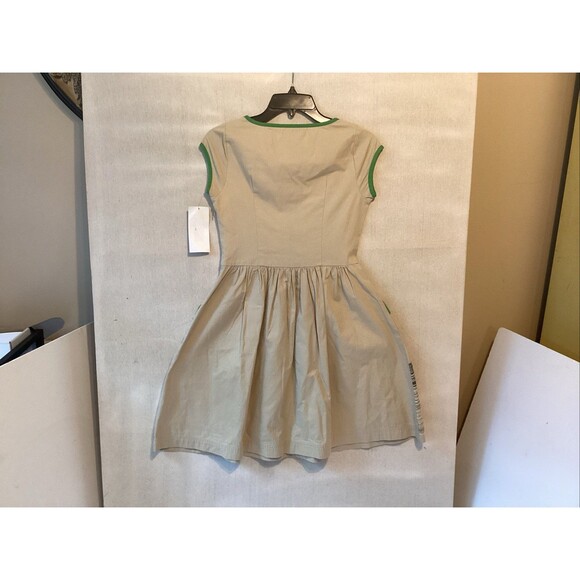 knitted dove women’s dress XS embroidered pockets buttons feminine - Picture 2 of 11